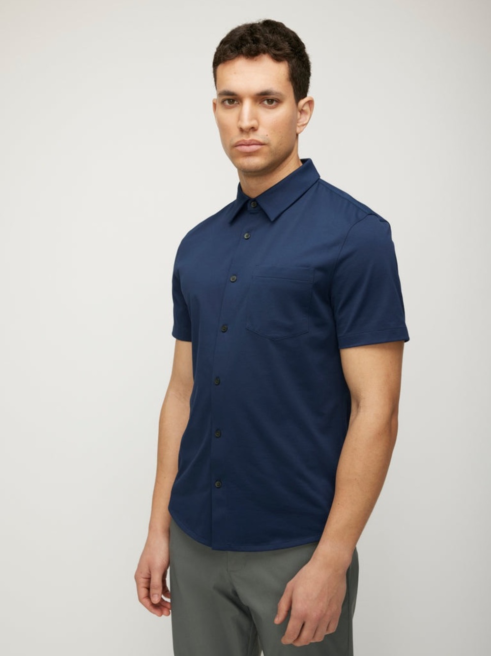 Kit and Ace City Tech Classic Navy Blue Short Sleeve Stretch XL Cotton Poly